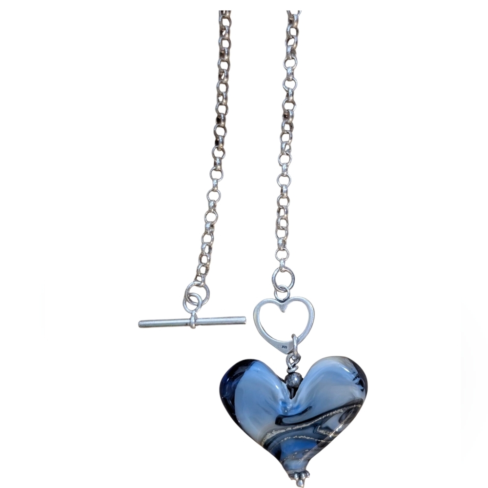 Karyn Chopik Blue Heart Pendant Necklace